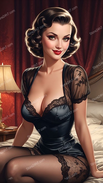 Sultry Noir Lingerie Enchants in Vintage Pin-Up