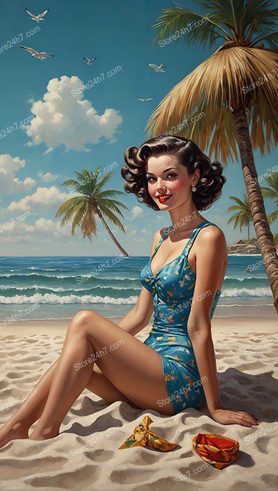 Sultry Seaside Serenity in Pin-Up Style