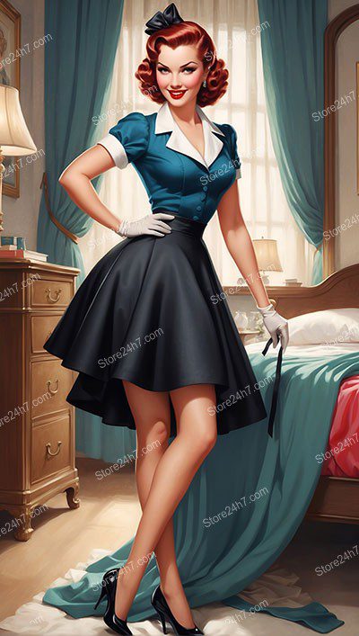 Sophisticated Elegance: Vintage Pin-Up Maid Poise