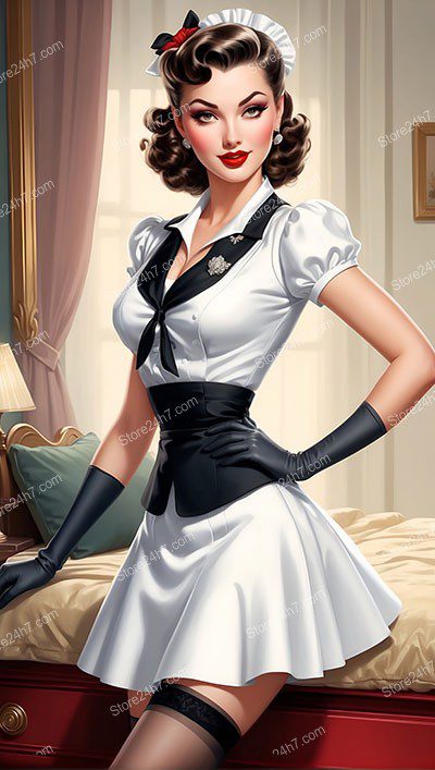 Vintage Pin-Up Maid: Allure in Classic Attire
