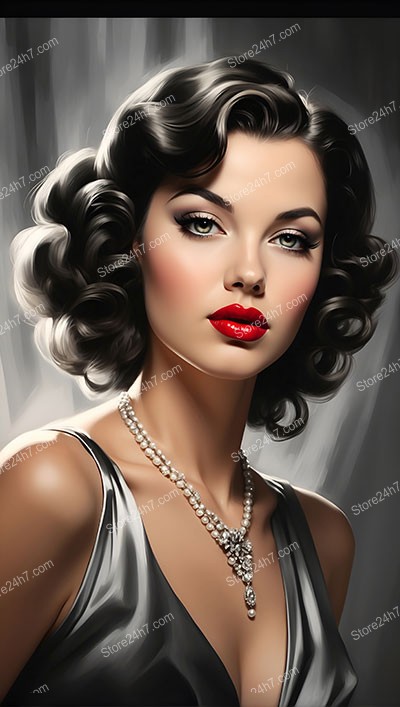 Glamorous Vintage Pin-Up: Classic Beauty Illustrated