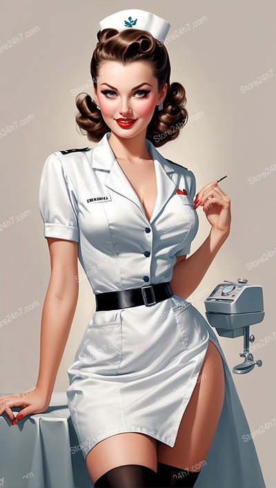 Mid-Century Nurse: Pin-Up Style Illustration