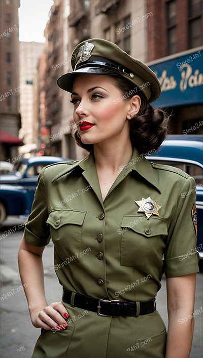 Retro Chic Police Pin-Up Urban Elegance