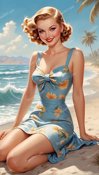Sun-Kissed Pin-Up Girl Radiates 1930s Beach Glamour