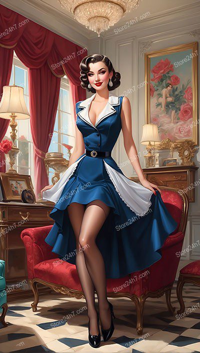 Elegant Pin-Up Maid: Timeless Beauty in Vintage Attire