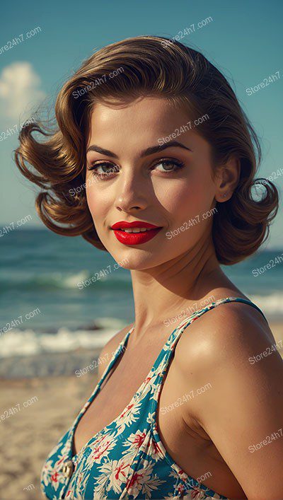 Ocean Breeze Beauty: Vintage Pin-Up Girl Charm