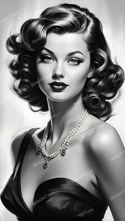 Sultry Noir Elegance: 1930s Pin-Up Lady Portrait