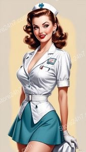 1930s Pin-Up Nurse Symbolizes Classic Elegance