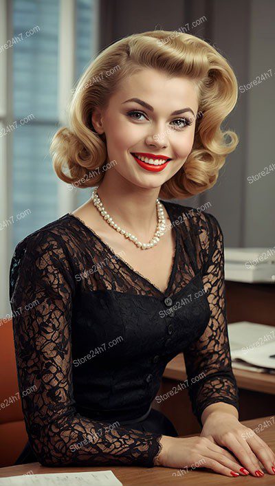 Classic Pin-Up Secretary with Timeless Style
