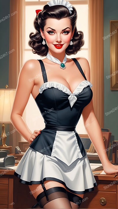 Timeless Pin-Up Maid Flirts with Vintage 1930s Style