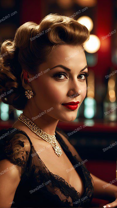 Captivating Pin-Up Girl in Classic Bar Charm