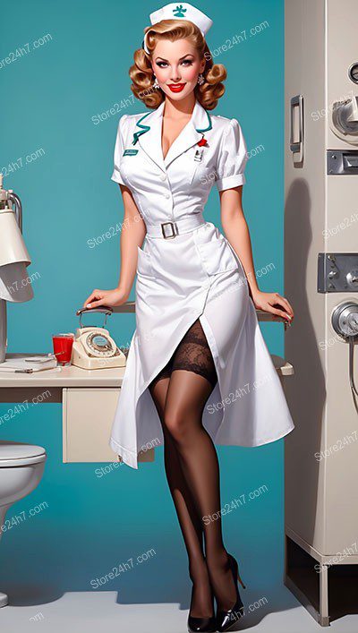 Retro Pin-Up Style Nurse Illustration
