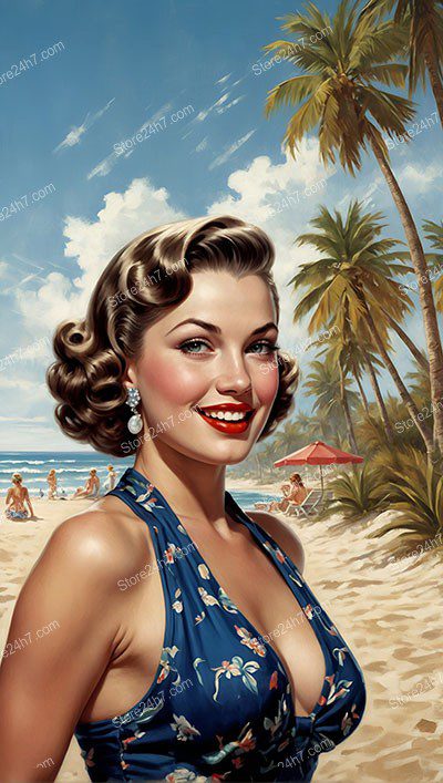 Nostalgic Beach Day in Classic Pin-Up Style