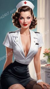 Retro 1940s Pin-Up Nurse Illustration