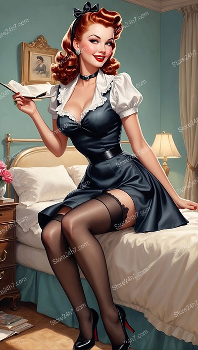 Classic Pin-Up Maid Enchants with Vintage Allure