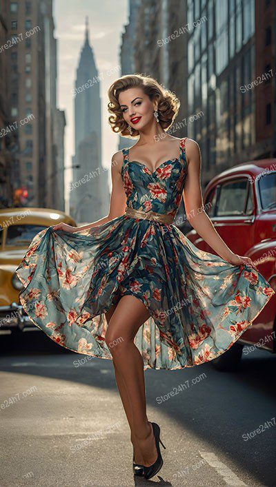 Breezy Floral Elegance in Urban Pin-Up