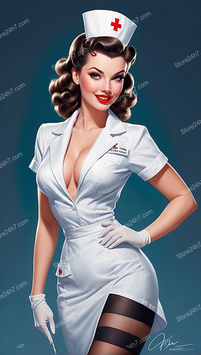 Vintage Pin-Up Nurse: Glamour Meets Compassion