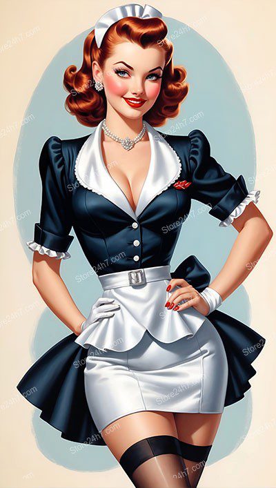 Charming Pin-Up Maid: Vintage Allure and Style