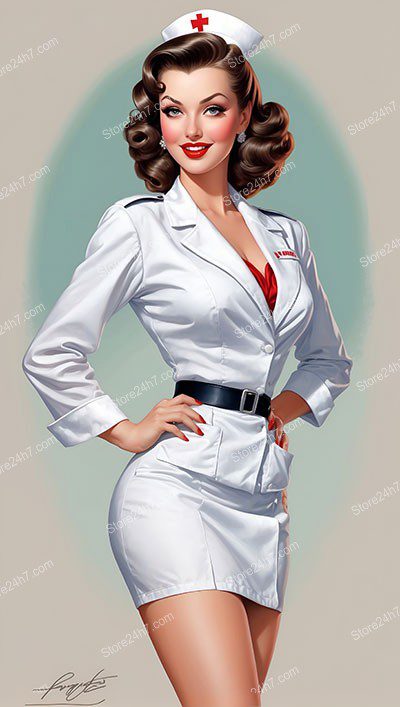 1930s Pin-Up Nurse Portrait with Timeless Style