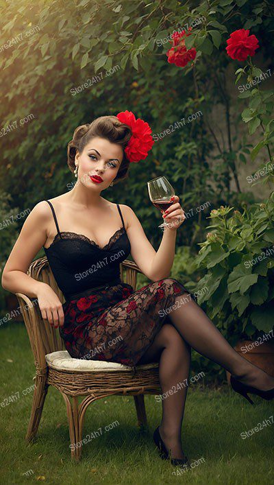 Sultry Garden Retreat: Luxurious Pin-Up Relaxation