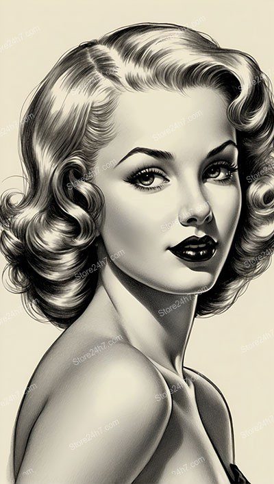 Timeless Monochrome Beauty in Classic Pin-Up Portrait