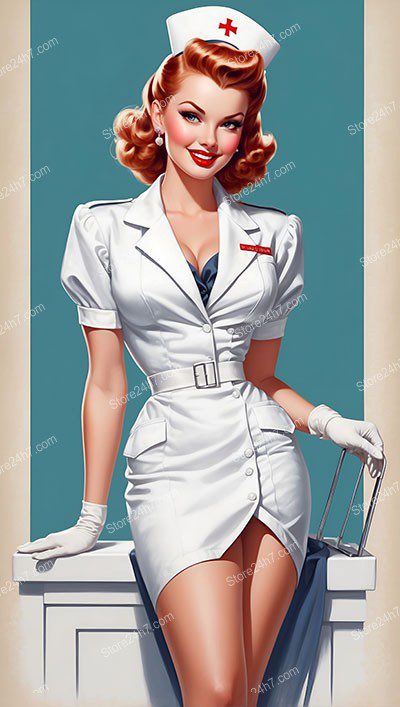 Captivating Vintage Pin-Up Nurse in White