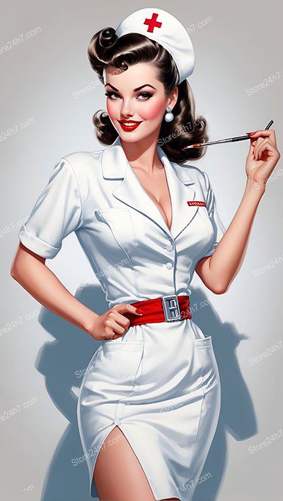 1930s Style Pin-Up Nurse with Charm
