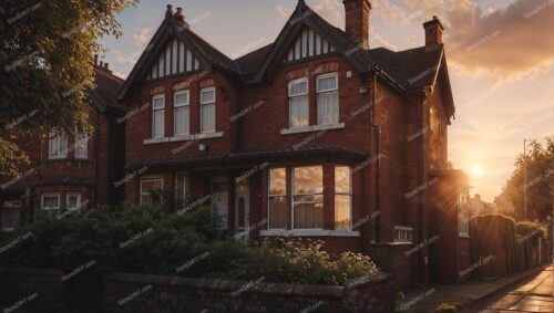 Charming Manchester House at Sunset: A Tranquil Scene