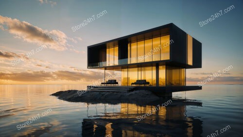 Serene Sunset Sanctuary: Modern Home on Tranquil Waters