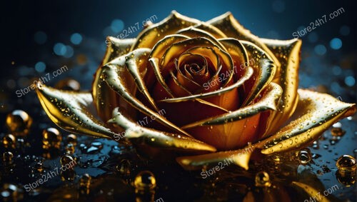 Golden Rose of Elegance in Surreal Golden World