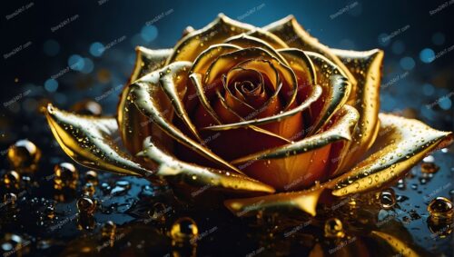 Golden Rose of Elegance in Surreal Golden World