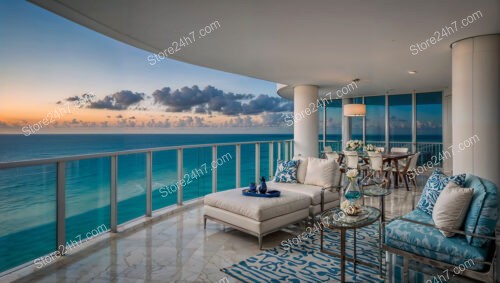 Luxurious Oceanfront Balcony View at Dusk