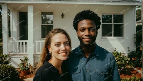 Joyful Couple Celebrates New Single Family Home Purchase