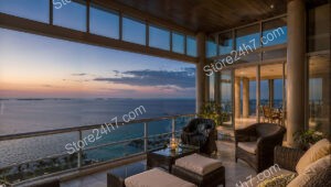 Luxurious Ocean View Condo Balcony at Twilight
