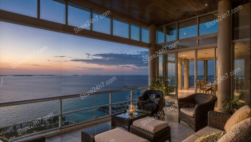 Luxurious Ocean View Condo Balcony at Twilight