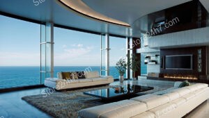 Modern Elegance in Ocean View Condo Living Room