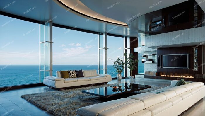 Modern Elegance in Ocean View Condo Living Room