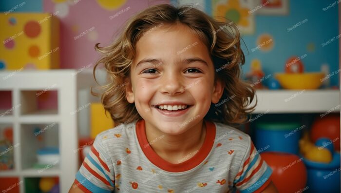 Child's Pure Joy in Bright Playroom Setting