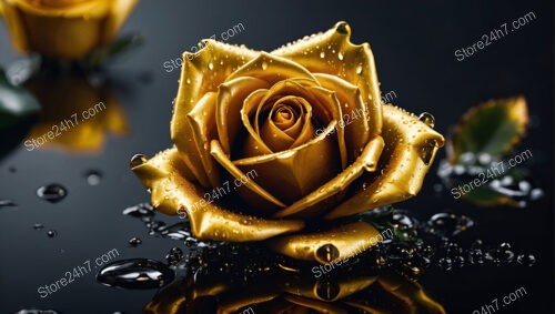 Golden Rose Beauty in an Enchanting Abstract Golden World