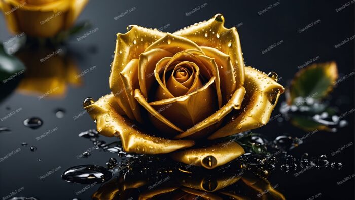 Golden Rose Beauty in an Enchanting Abstract Golden World