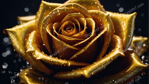 Golden Rose of Surreal Beauty in Golden World