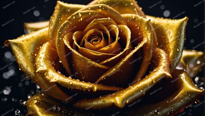 Golden Rose of Surreal Beauty in Golden World