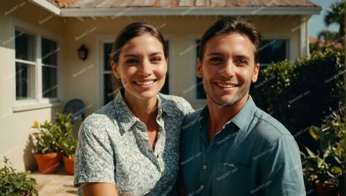 Smiling Couple Proudly Owns New Single Family Home