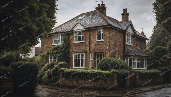 Charming London Family House in Classic Rainy Weather