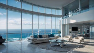 Sleek Oceanfront Condo Living Room with Stunning Views