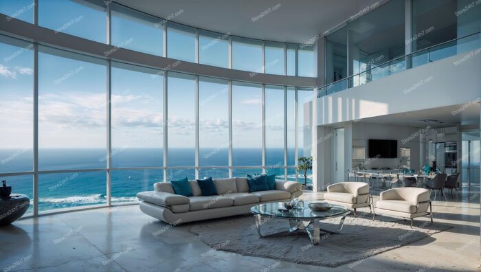 Sleek Oceanfront Condo Living Room with Stunning Views