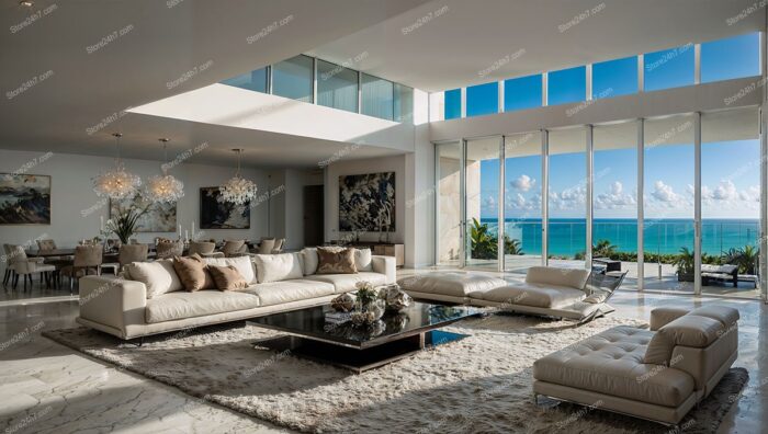 Luxurious Coastal Condo Living Room with Ocean View