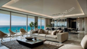 Luxurious Ocean View Condo Living Room with Modern Design