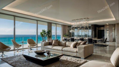 Luxurious Ocean View Condo Living Room with Modern Design