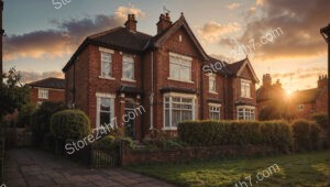 Manchester Brick House at Sunset: A Tranquil Scene